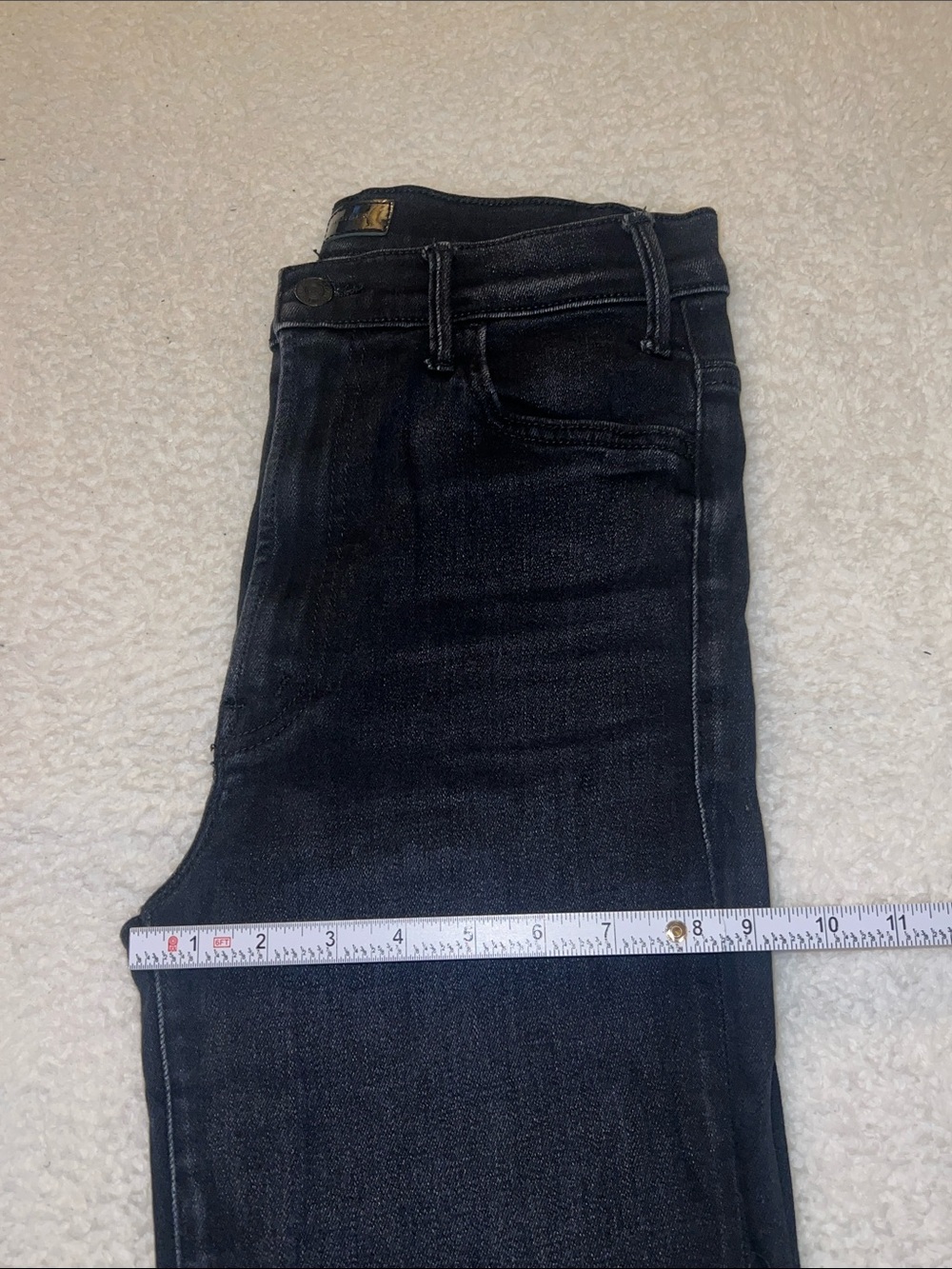 MOTHER Hustler Ankle Fray Crop Flare High Rise Washed Black Jeans 29 - Picture 7 of 14
